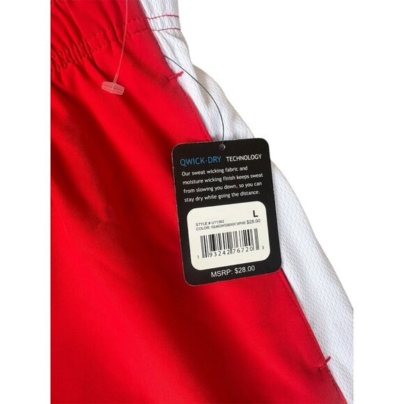 Uipro Mens Athletic Red & White Qwick-Dry Shorts With Blue Drawstring Pockets Si - Picture 6 of 6